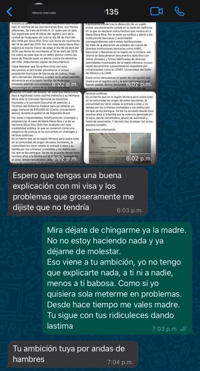Captura de una conversación de WhatsApp sobre una visa